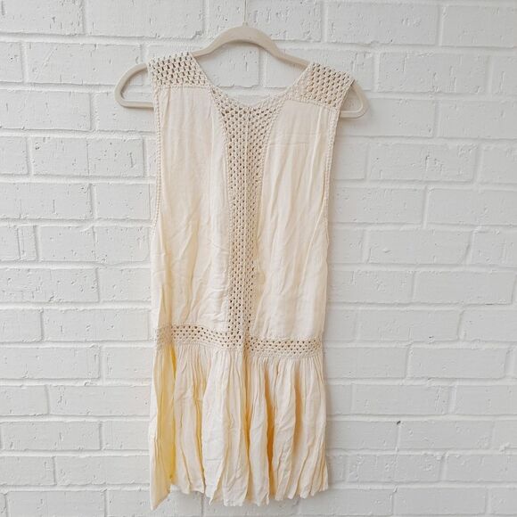 INDAH by Revolve Tunic Boho Look Dress w/ V-neck Crochet Trim Dress sz: S - Picture 6 of 12